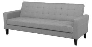 Sofa jasnoszara rozkładana funkcja spania pikowana 3-osobowa Vehkoo Beliani