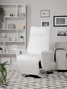 Fotel telewizyjny rozkładany biały ekoskóra z podnóżkiem metalowa baza Prime Beliani
