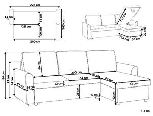 Lewostronna sofa narożna z tkaniny czarna poduchy na oparcie do salonu Nesna Beliani