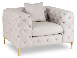 Fotel Wypoczynkowy SORRENTO 1S Kremowy Welurowy Nowoczesny Glamour