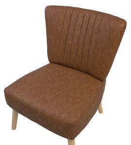 Fotel tapicerowany ekoskóra drewniane nóżki ozdobne oparcie brązowy Vaasa Beliani