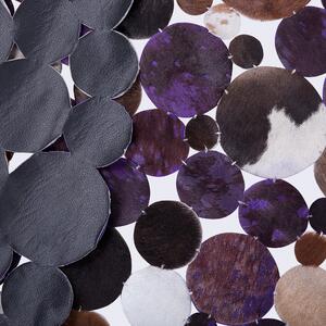 Okrągły dywan ze skóry bydlęcej kropki ø 140 cm fioletowy wielobarwny Sorgun Beliani