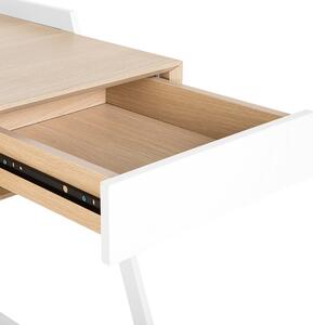 Nowoczesne biurko z szufladą 120x60 cm metalowa rama jasne drewno biel Quito Beliani