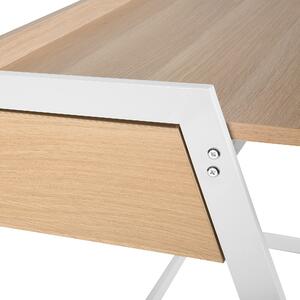 Nowoczesne biurko z szufladą 120x60 cm metalowa rama jasne drewno biel Quito Beliani