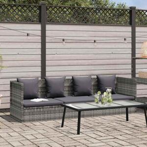 Leżanka ogrodowa, szara, 200 x 60 cm, rattan pe