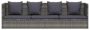 Leżanka ogrodowa, szara, 200 x 60 cm, rattan pe