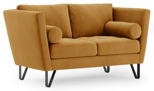 Sofa na stalowych nogach Premium Velvet Musztardowa DELTA-149 cm