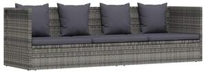 Leżanka ogrodowa, szara, 200 x 60 cm, rattan pe