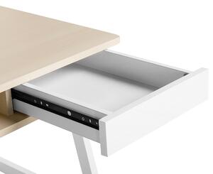 Nowoczesne biurko z szufladą metalowa rama białe jasne drewno Paramaribo Beliani