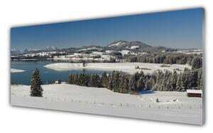 Obraz Szklany Jezioro Śnieg Kraina Góry
