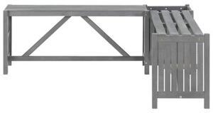 Ogrodowa ławka narożna z donicą, 117 cm, drewno akacjowe, szara