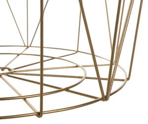 Stolik pomocniczy geometryczny klatka złoty 40 cm zdejmowany blat jasne drewno Lanark Beliani