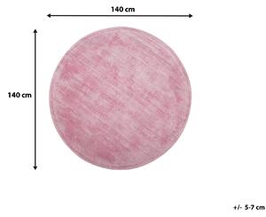 Nowoczesny dywan z wiskozy krótkie włosie okrągły 140 cm różowy Gesi Beliani
