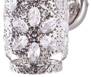 Lampa ścienna srebrna glamour wzór kwiatowy z kryształkami metalowa Sysola Beliani