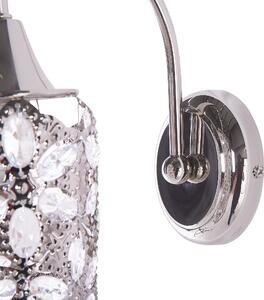 Lampa ścienna srebrna glamour wzór kwiatowy z kryształkami metalowa Sysola Beliani