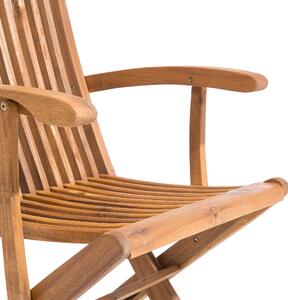 Zestaw 2 krzeseł ogrodowych jasne drewno akacjowe z grafitowymi poduszkami Maui Beliani