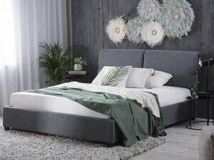 Tapicerowane łóżko dla dwóch osób 160 x 200 cm grube wezgłowie szare Belfort Beliani