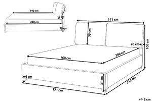 Tapicerowane łóżko dla dwóch osób 160 x 200 cm grube wezgłowie szare Belfort Beliani