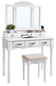 Toaletka Biała Glamour z lustrem i szufladami HORTENSE