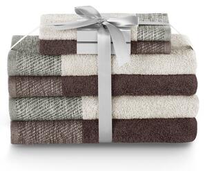 Zestaw ręczników kąpielowych z bordiurą Beżowy i Brązowy MANDI