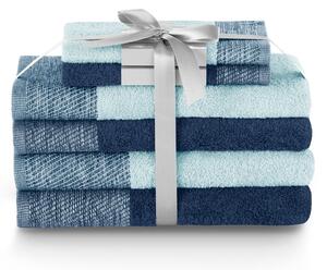 Zestaw ręczników kąpielowych z bordiurą Granatowy i Błękitny MANDI