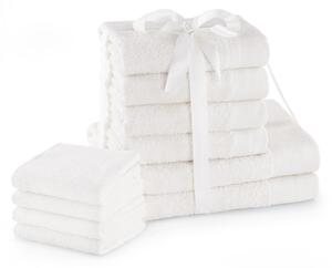 AmeliaHome - Ręcznik kąpielowy Bawełniany Gładki Biały AMARI-2*70x140+4*50x100+4*30X50
