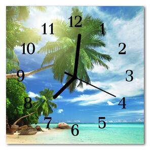 Zegar szklany kwadratowy Wyspa palmy
