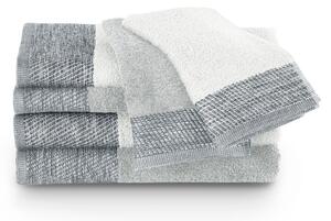 Zestaw ręczników kąpielowych z bordiurą Biały i Popielaty MANDI