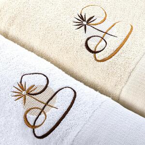 Zestaw bawełnianych ręczników z haftem Biało-Kremowy SIVES