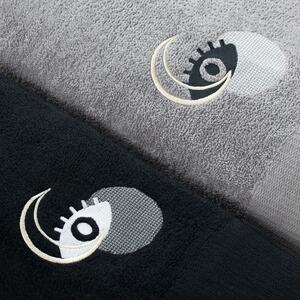 Zestaw bawełnianych ręczników z haftem Srebrno-Czarny SCOPE