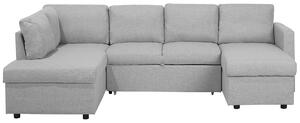 Sofa rozkładana w kształcie litery U narożnik z pojemnikami jasnoszary Karrabo Beliani