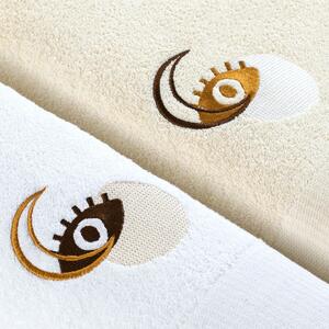 Zestaw bawełnianych ręczników z haftem Biało-Kremowy SCOPE