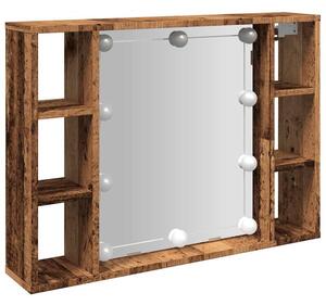Szafka z lustrem i LED, kolor starego drewna, 76x15x55 cm