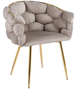 EMWOmeble Krzesło fotelowe Glamour BALLOON beżowy #7 welur / złote nogi