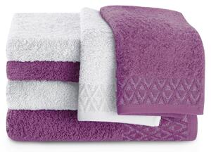 Zestaw ręczników kąpielowych Bawełnianych ze srebrnym zdobieniem Fioletowy i Popielaty MIDAL