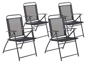 Zestaw 4 krzeseł ogrodowych czarny metalowa rama poliester składany Livo Beliani