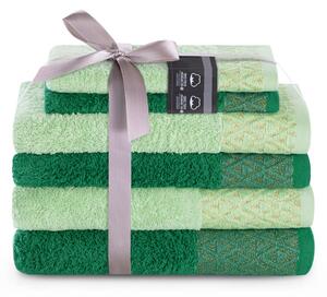 Zestaw ręczników kąpielowych Bawełnianych ze złotym zdobieniem Pistacjowy i Zielony MIDAL