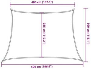 Żagiel przeciwsłoneczny, 160 g/m², kremowy, 4/5x3 m, hdpe
