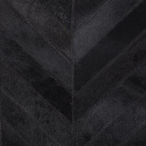 Dywan prostokątny 160 x 230 cm wzór w jodełkę skórzany czarny Belevi Beliani