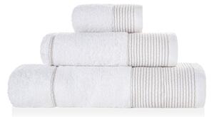 Sorema - Ręcznik Kąpielowy Bawełniany Biało Beżowy W PASKI LANE-50x100 cm
