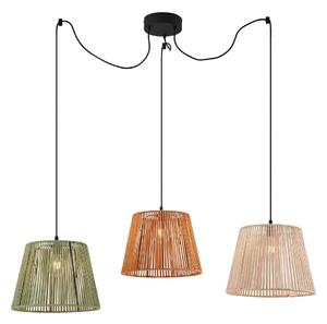 Zewnętrzna lampa wisząca czarna z wielokolorowymi sznurkowymi kloszami 3-źródła światła IP44 - Cava Jayla