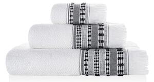 Sorema – Ręcznik Kąpielowy z Frędzlami Gładki Biało Czarny HAVANA-50x100 cm