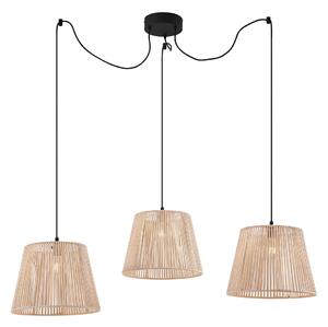 Zewnetrzna Zewnętrzna lampa wisząca czarna z beżowymi kloszami z liny 3-punktowa IP44 - Cava Oswietlenie zewnetrzne