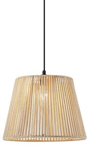 Zewnętrzna lampa wisząca czarna z beżowym abażurem ze sznura IP44 - Cava Jayla