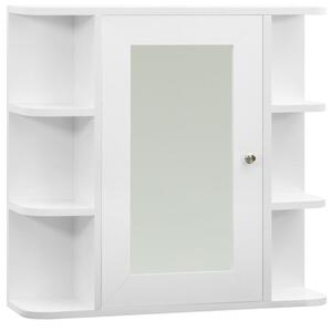 Szafka łazienkowa z lustrem, biała, 66x17x63 cm, mdf
