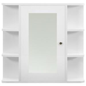 Szafka łazienkowa z lustrem, biała, 66x17x63 cm, mdf