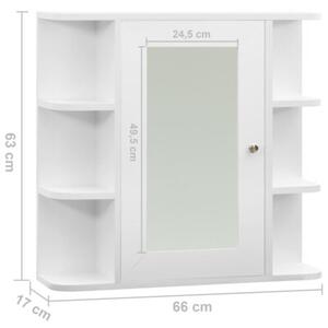 Szafka łazienkowa z lustrem, biała, 66x17x63 cm, mdf