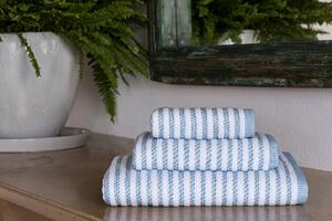 Sorema - Ręcznik Kąpielowy Bawełniany Biało Niebieski W PASKI-1*70x140+1*50x100+1*30X50 cm