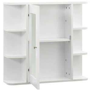 Szafka łazienkowa z lustrem, biała, 66x17x63 cm, mdf