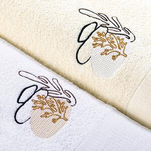 Zestaw bawełnianych ręczników z haftem Biało-Kremowy ALEMI